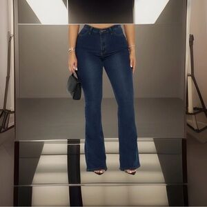 Fashion Nova Beautiful Soul High Rise Flare Jeans - Dark Denim Size 9 NWT!